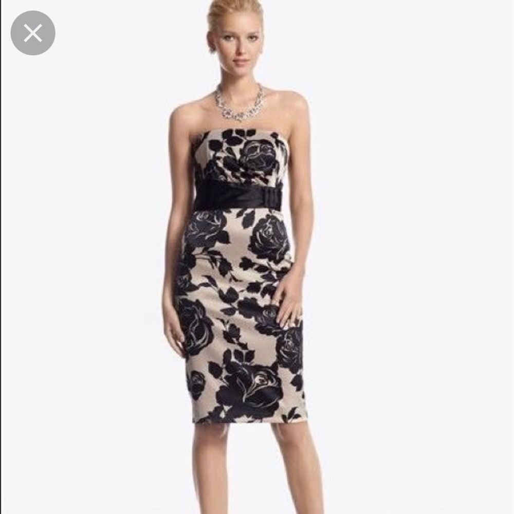 strapless black and cream/nude dress from White House Black market